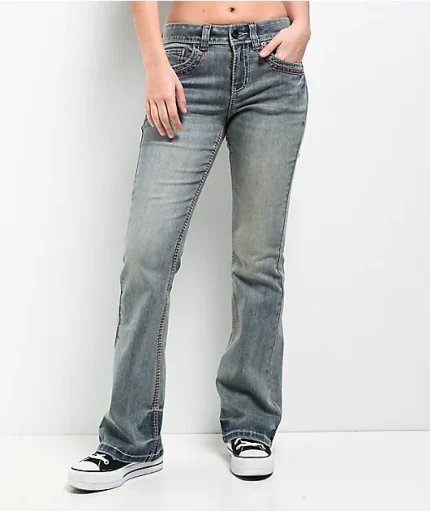 Ninth Hall Alyssia Contrast Blue Wash Mid Rise Bootcut Jeans