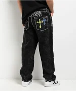 Ninth Hall Ambush Crosses Black Wash Loose Fit Jeans