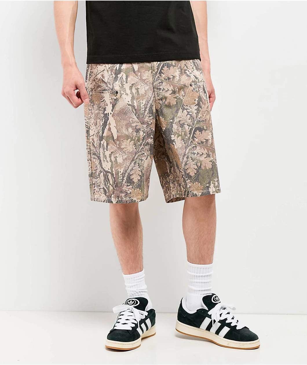 Ninth Hall Faded Camo Double Knee Loose Carpenter Shorts (2) Ninth Hall Faded Camo Double Knee Loose Carpenter Shorts