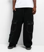 Ninth Hall Stash Black Baggy Cargo Sweatpants