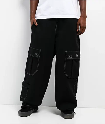 Ninth Hall Stash Black Baggy Cargo Sweatpants