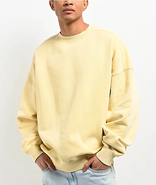 Fundamentals Ninth Hall Tan Boxy Crewneck Sweatshirt Fundamentals Ninth Hall Tan Boxy Crewneck Sweatshirt