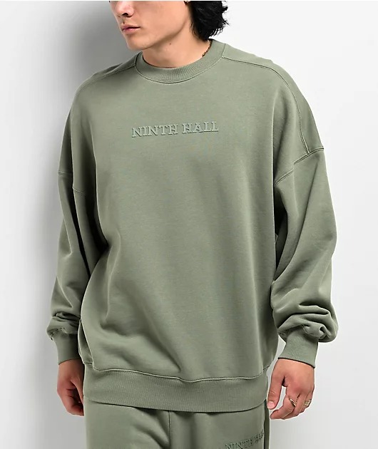 Light Green Oversized Ninth Hall Crewneck Men’s Sweatshirt Light Green Oversized Ninth Hall Crewneck Men’s Sweatshirt