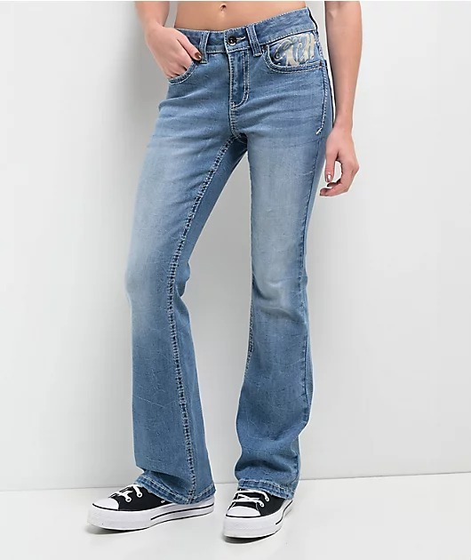 Ninth Hall Alyssia Rose Rhinestone Boot Cut Blue Jeans Ninth Hall Alyssia Rose Rhinestone Boot Cut Blue Jeans