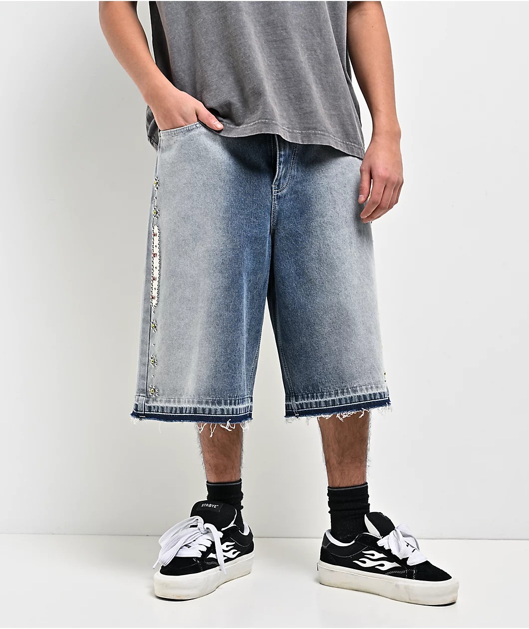 Ninth Hall Detain Light Blue Wash Ultra Loose Shorts Ninth Hall Detain Light Blue Wash Ultra Loose Shorts