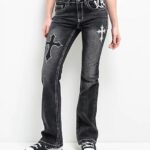 Alyssia Cross Ninth Hall Mid Rise Flare Women Jeans