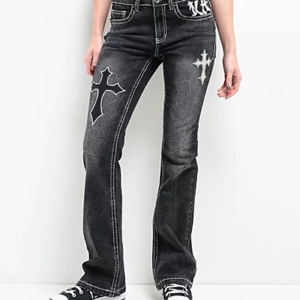 Alyssia Cross Ninth Hall Mid Rise Flare Women Jeans