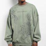 Koi Pond Green Ninth Hall Oversized Crewneck Sweatshirt