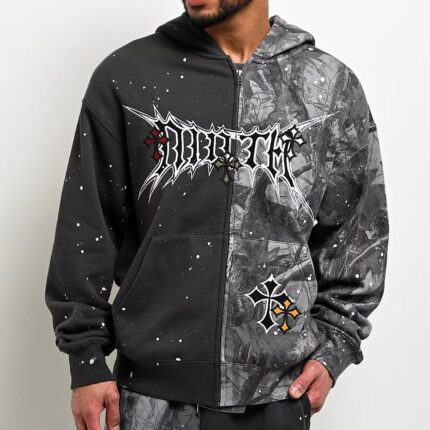 Ninth Hall Adductor Grey & Camo Boxy Zip Hoodie