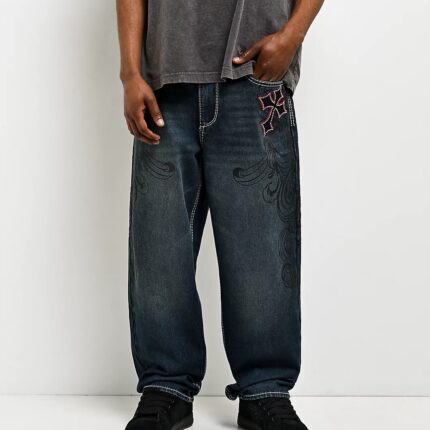 Ninth Hall Ambush Royal Cross Rhinestone Jeans