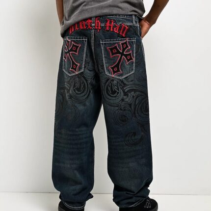 Ninth Hall Ambush Royal Cross Rhinestone Jeans