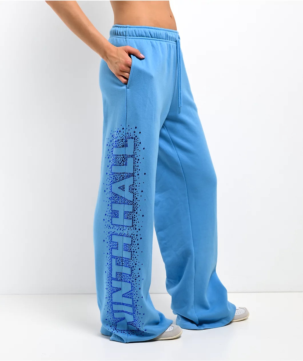 Ninth Hall Baddie Talk Blue Wide Leg Sweatpants Ninth Hall Baddie Talk Blue Wide Leg Sweatpants
