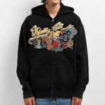 Ninth Hall Big Moves Black Wash Zip Up Hoodie