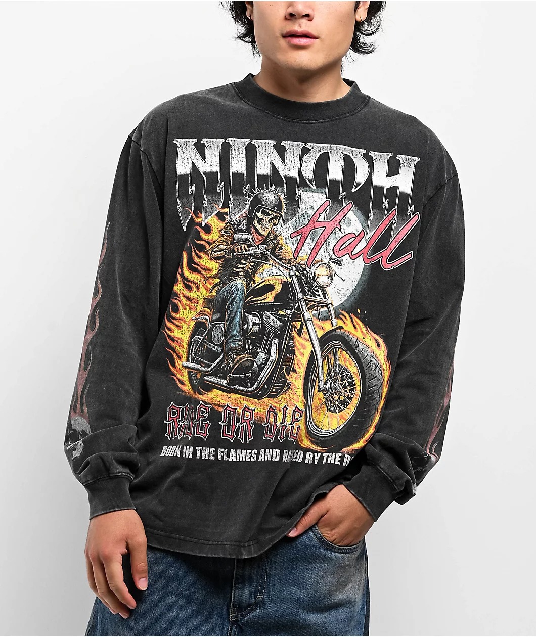 Ninth Hall Born In Flames Vintage Black Sweatshirt Ninth Hall Born In Flames Vintage Black Sweatshirt