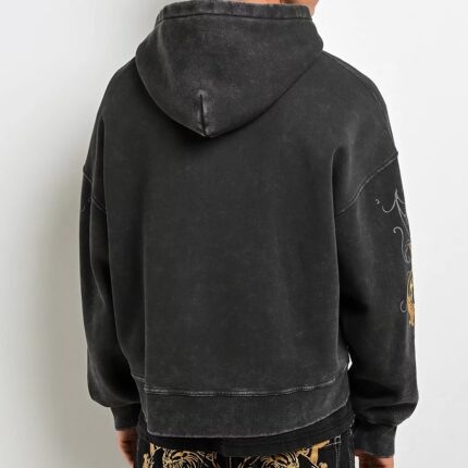 Ninth Hall Brothers Black Wash Crop Zip Hoodie