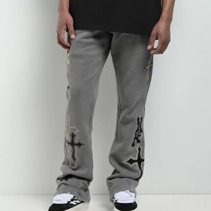 Ninth Hall Crosses Stacked Flare Sweatpants