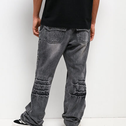Ninth Hall Defender Crosses Grey Fade Flare Jeans