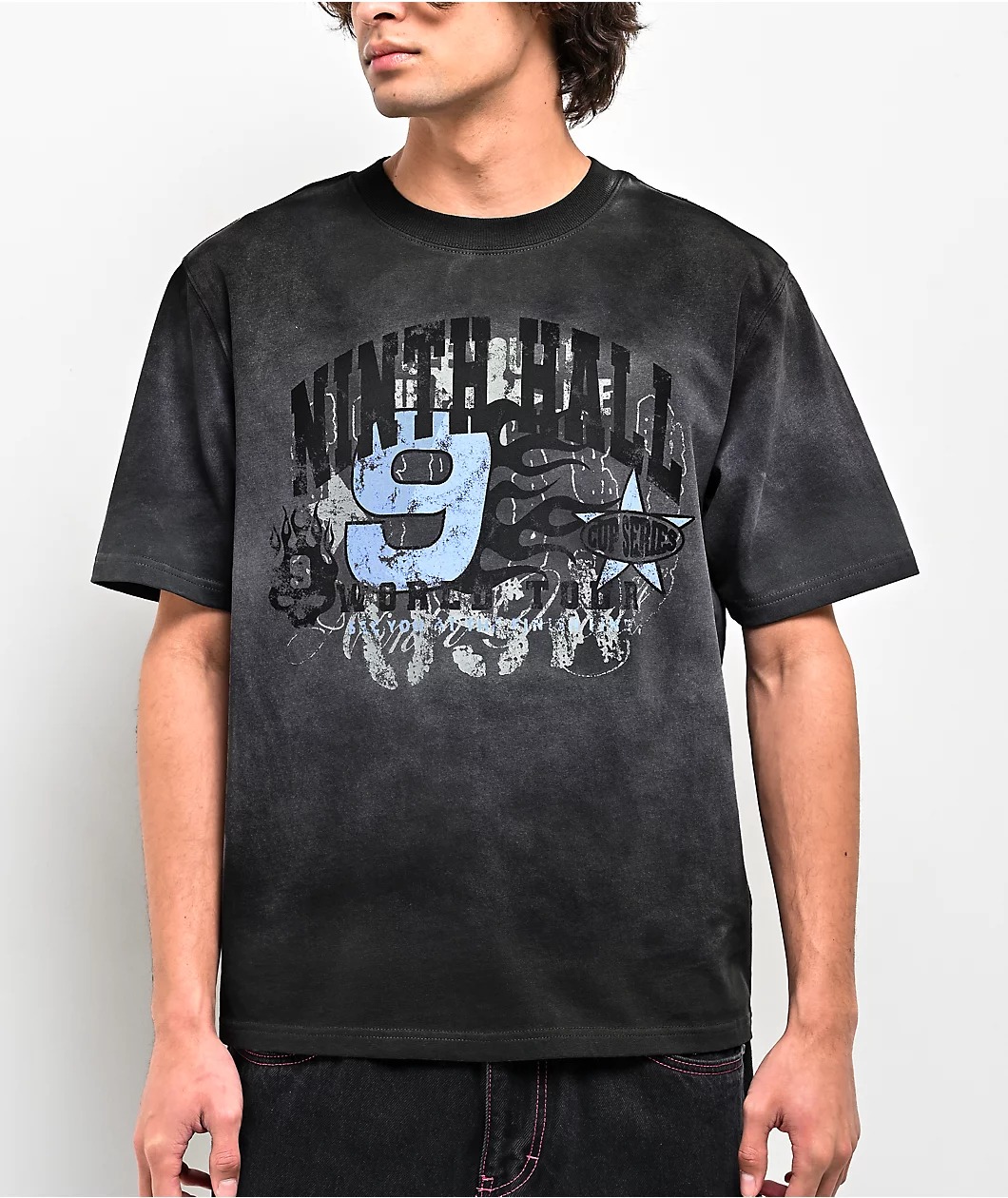Ninth Hall False Start Charcoal Boxy T-Shirt Ninth Hall False Start Charcoal Boxy T-Shirt