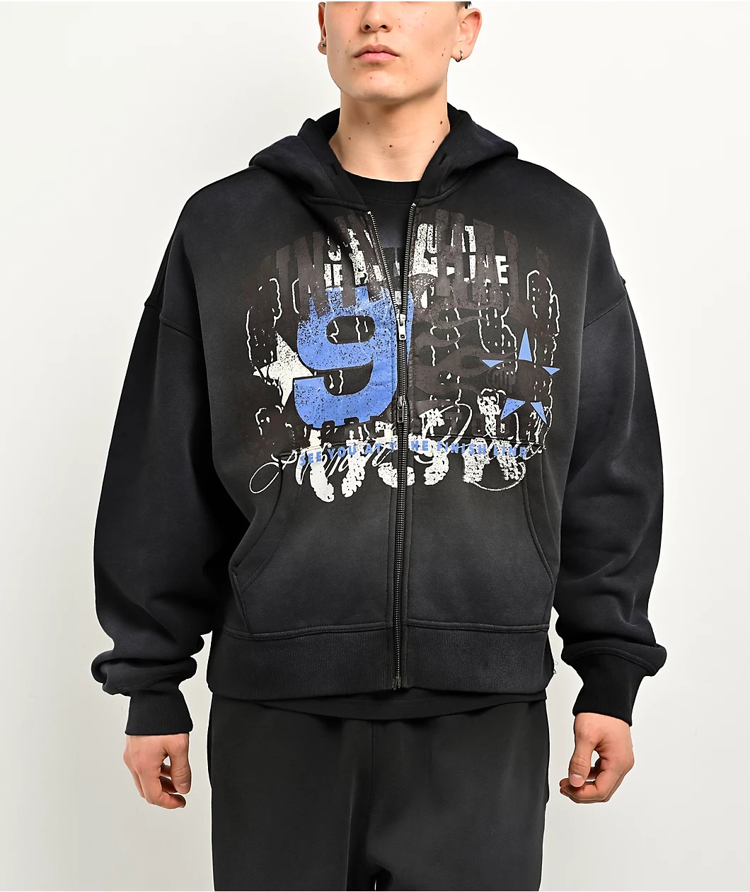 Ninth Hall False Start Grey Zip Hoodie Ninth Hall False Start Grey Zip Hoodie