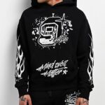 Ninth Hall Flame Boxy Hoodie in Black