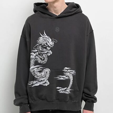 Ninth Hall Fundamentals Airbrushed Dragon Hoodie Black