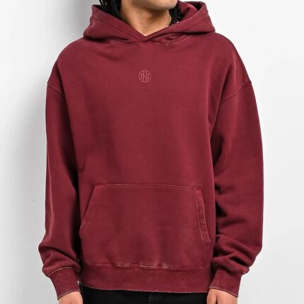 Ninth Hall Fundamentals Maroon Wash Boxy Hoodie