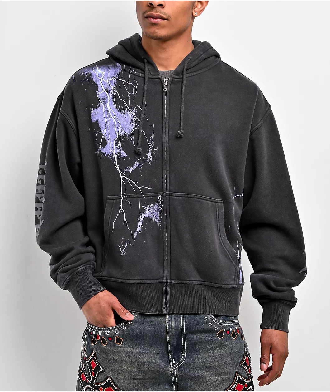 Ninth Hall Night Terrors Crop Zip Hoodie Ninth Hall Night Terrors Crop Zip Hoodie