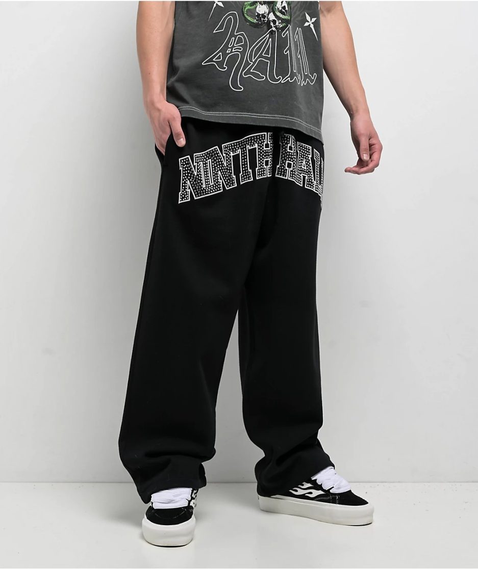 Ninth Hall Rhinestone Black Oversized Sweatpants Ninth Hall Rhinestone Black Oversized Sweatpants