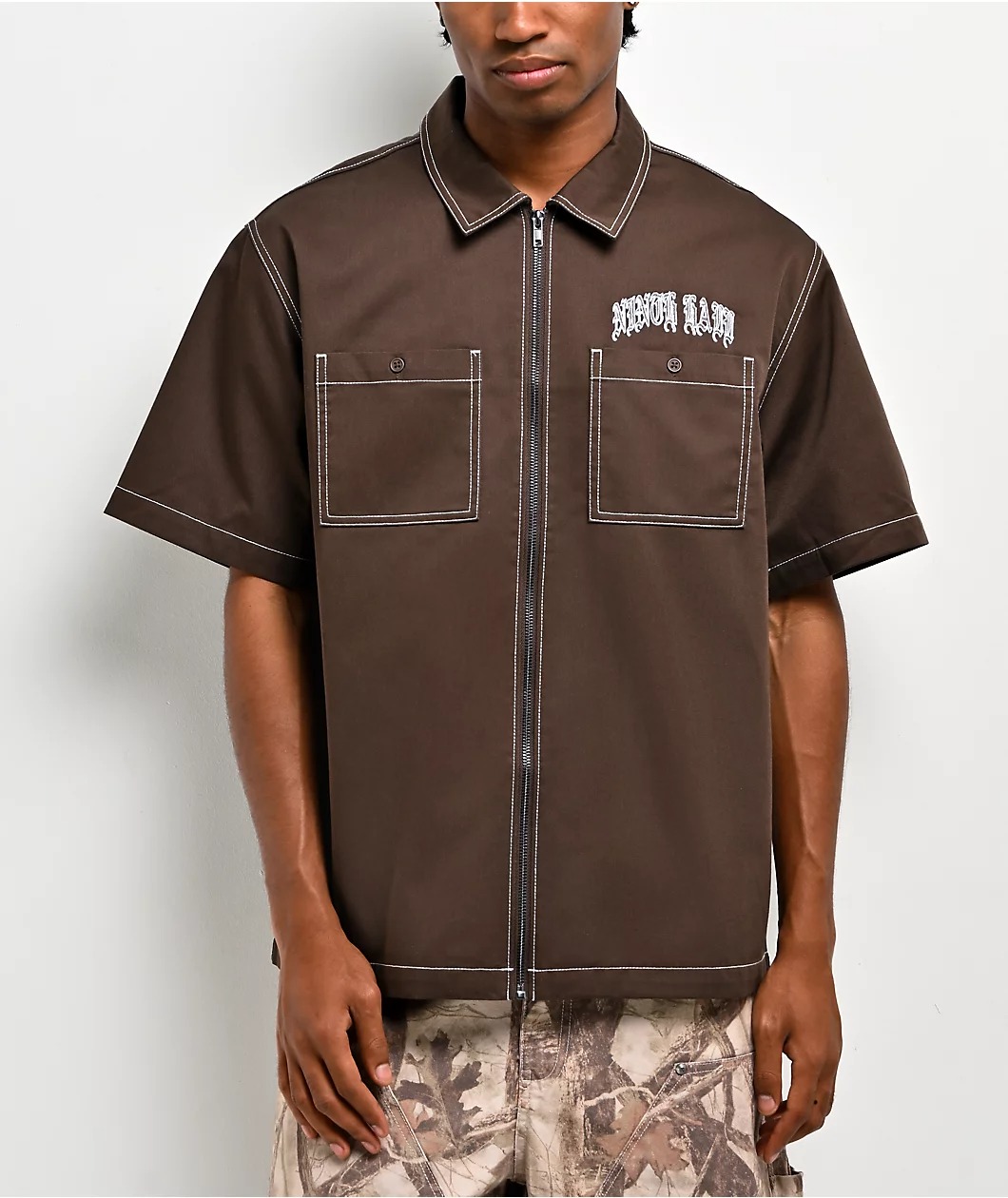 Ninth Hall Salvation Brown Zip Work Shirt Ninth Hall Salvation Brown Zip Work Shirt