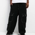 Ninth Hall Stash Black Baggy Cargo Sweatpants