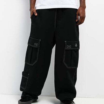 Ninth Hall Stash Black Baggy Cargo Sweatpants