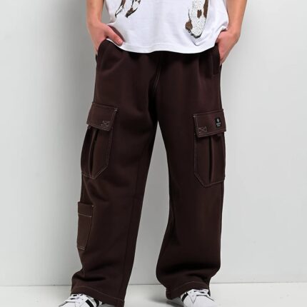 Ninth Hall Stash Brown Baggy Cargo Sweatpants
