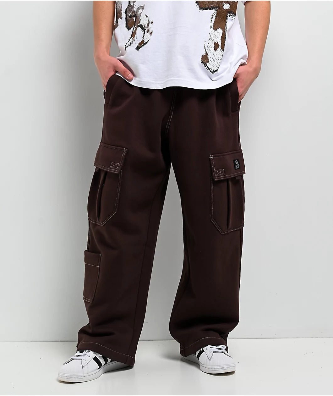 Ninth Hall Stash Brown Baggy Cargo Sweatpants Ninth Hall Stash Brown Baggy Cargo Sweatpants