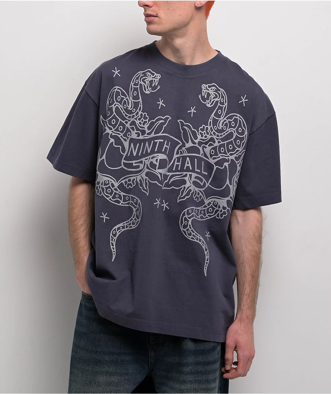 Ninth Hall Tattoo Outline Navy T-Shirt Ninth Hall Tattoo Outline Navy T-Shirt