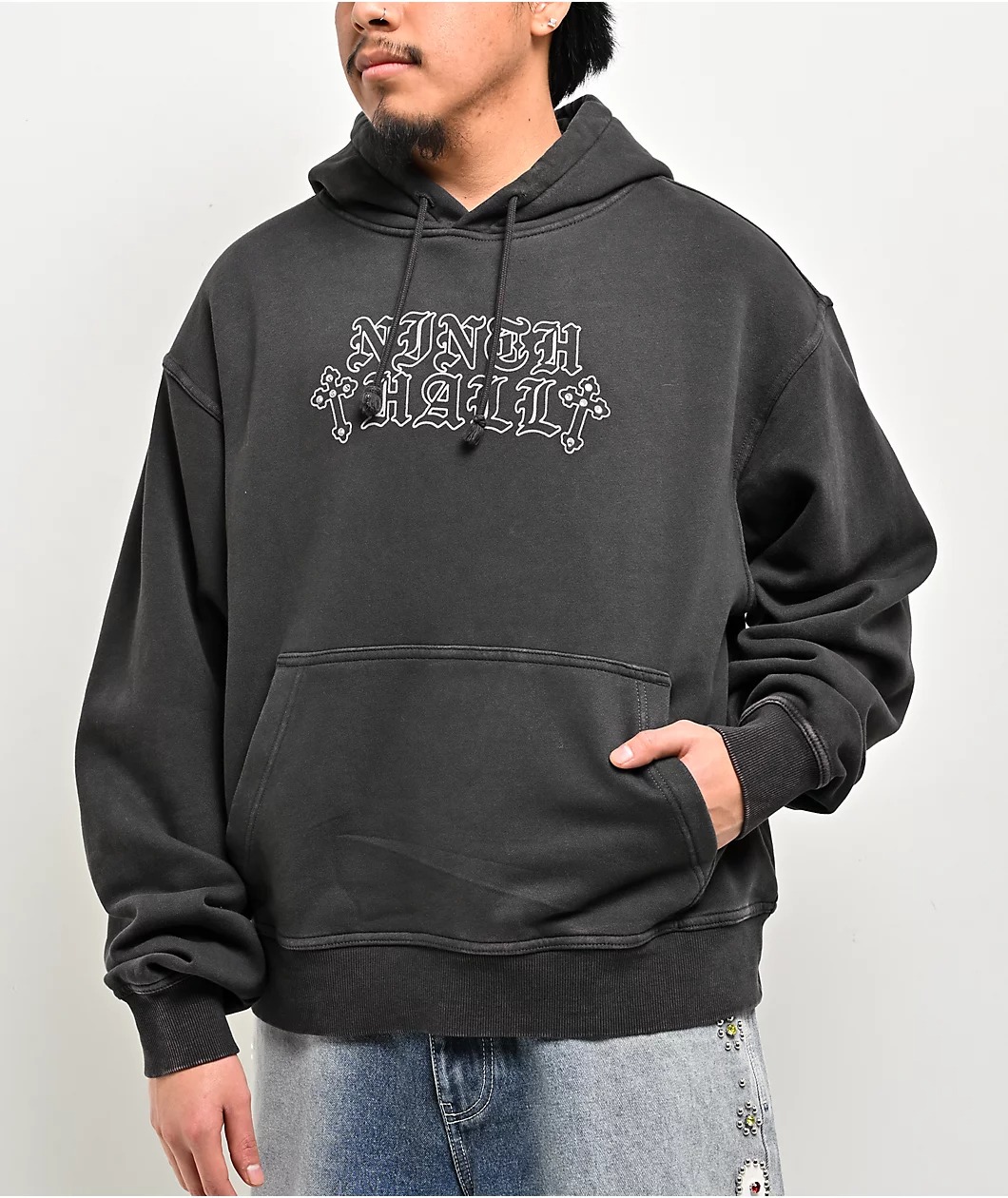 Ninth Hall Tone Def Charcoal Wash Hoodie Ninth Hall Tone Def Charcoal Wash Hoodie